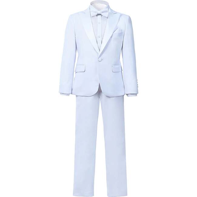 Peak Lapel Trim Wool Suit, White