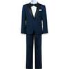 Peak Lapel Trim Wool Suit, Navy - Suits & Separates - 1 - thumbnail