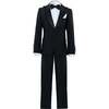 Peak Lapel Trim Wool Suit, Black - Suits & Separates - 1 - thumbnail