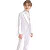 Peak Lapel Trim Wool Suit, White - Suits & Separates - 3