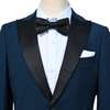 Peak Lapel Trim Wool Suit, Navy - Suits & Separates - 6