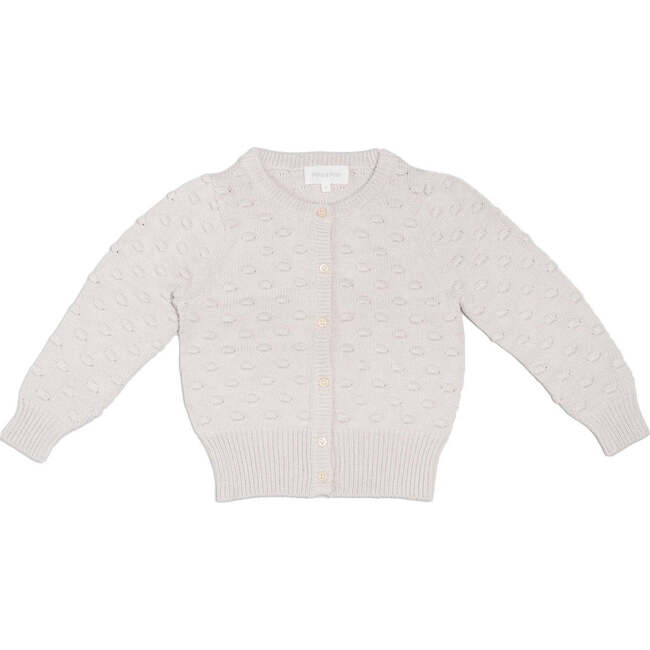 Babys Popcorn Ribbed Hem Long Sleeve Button-Up Cardigan, Chalk