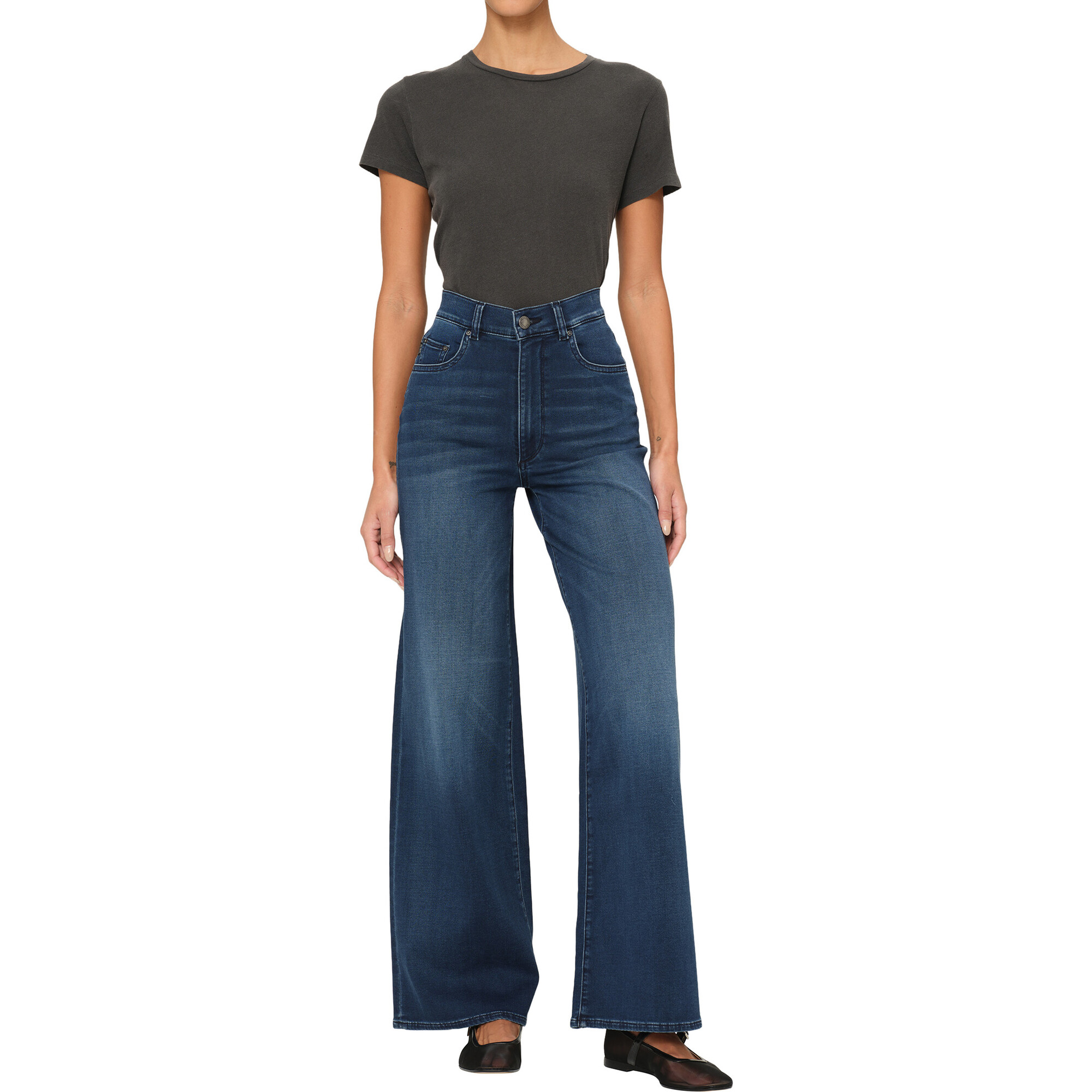 Women's Softwear Hepburn Vintage High Rise 32'' Wide-Leg Jeans, Stream - Jeans - 1
