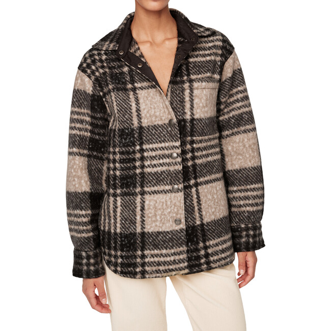 Women's Faye Plaid Long Sleeve Relaxed Fit Button-Down Shirt , Fuzzy - Shirts - 1