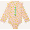 Recycled Polyester Sepia Dotted Zipped Baby Rashguard, Pink - One Pieces - 1 - thumbnail