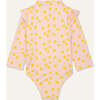 Recycled Polyester Sepia Dotted Zipped Baby Rashguard, Pink - One Pieces - 2