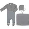 Mock-Cardigan Layette Set Slate Blue - Mixed Apparel Set - 1 - thumbnail