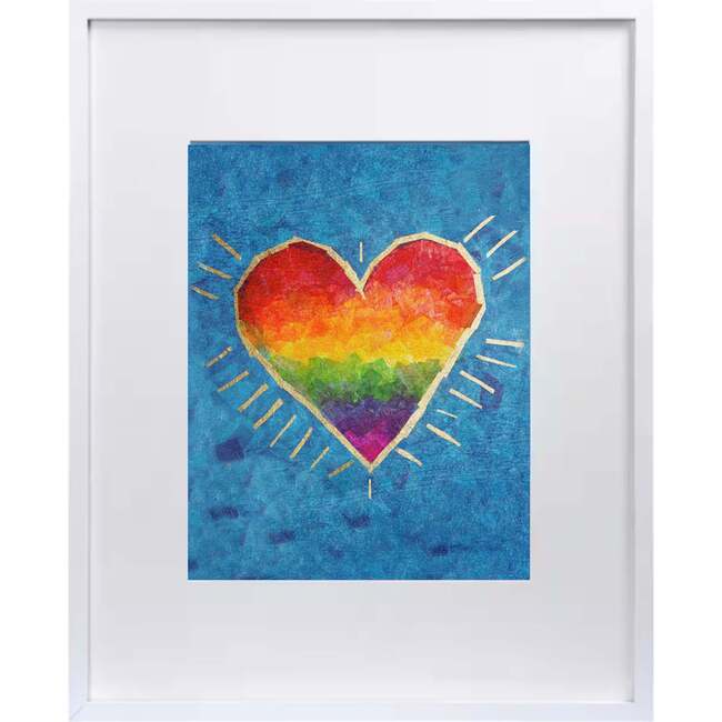 Heart Print 11x14 Vertical Frame, Rainbow