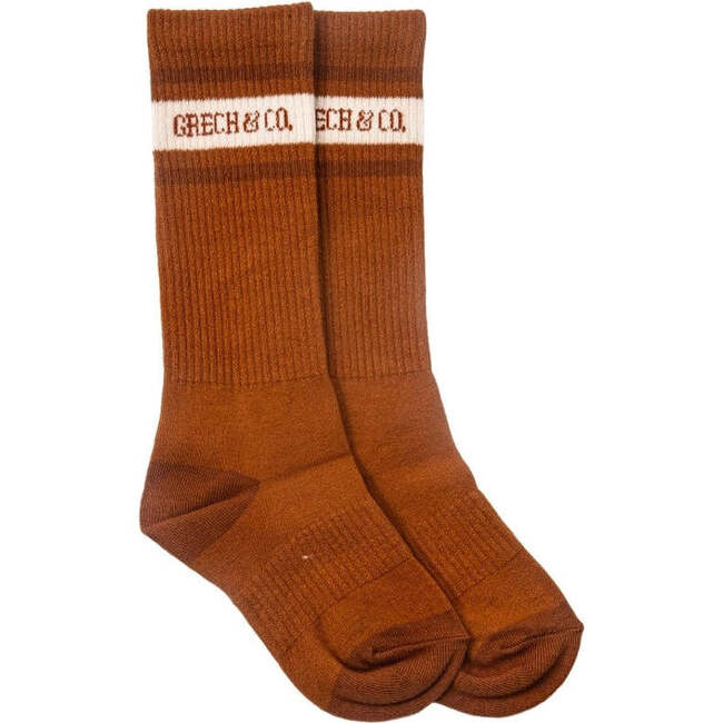 Organic Cotton Ribbed Tube Socks, Sienna - Socks - 1