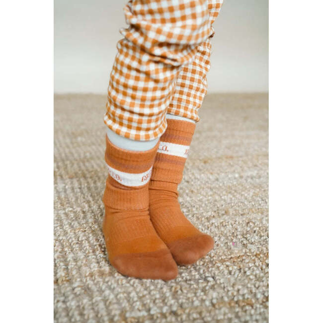 Organic Cotton Ribbed Tube Socks, Sienna - Socks - 2