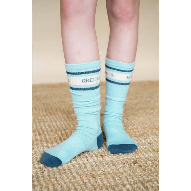 Organic Cotton Ribbed Tube Socks, Laguna - Socks - 2