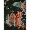 Fishtail Hooded Long Raincoat, Sunset Gingham - Raincoats - 3