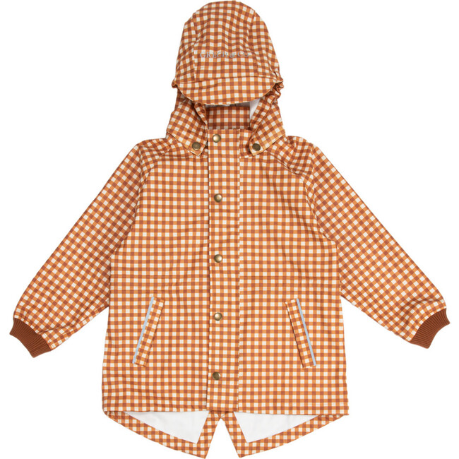 Fishtail Hooded Long Raincoat, Sienna Gingham - Raincoats - 1