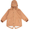 Fishtail Hooded Long Raincoat, Sienna Gingham - Raincoats - 1 - thumbnail