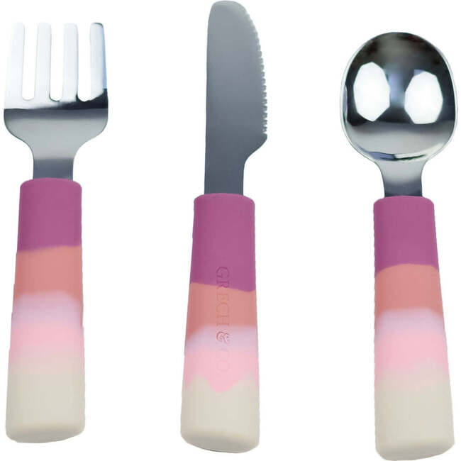 Color Splash Collection 3-Piece Cutlery Set, Mauve Rose Ombre