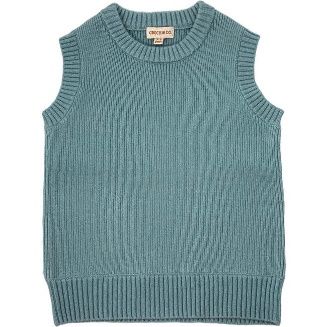 Classic Rib Knit Sweater Vest, Laguna - Vests - 1