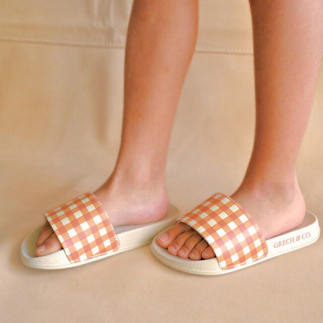 Classic Lightweight Slide Sandal, Sienna Gingham - Sandals - 3