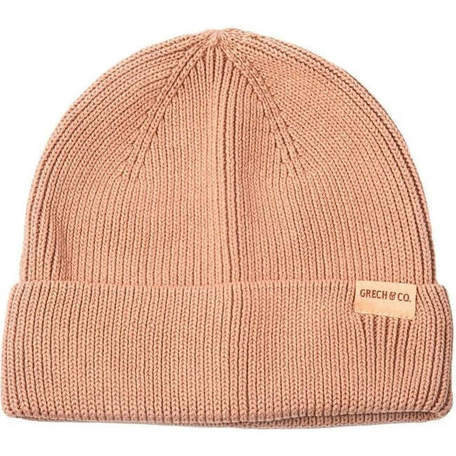 Braided Knit Rolled Hem Beanie, Sunset