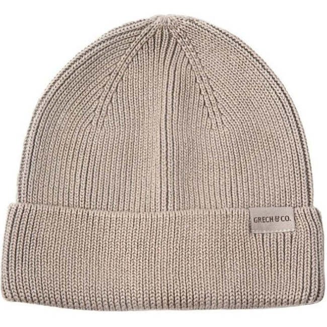 Braided Knit Rolled Hem Beanie, Fog