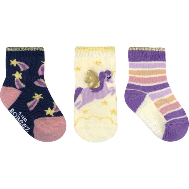 Shooting Star 3D Crew Sock, Ivory (3 Pack)