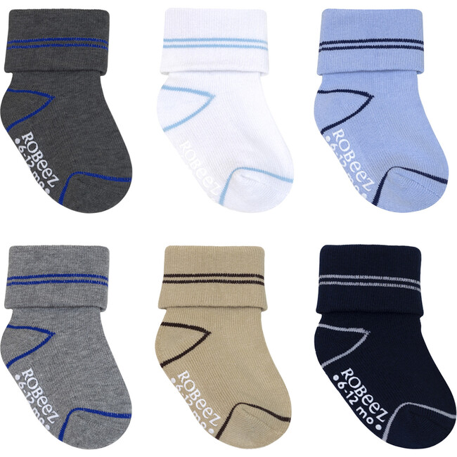 Liam Stripes Turncuff Sock, Assorted (6 Pack) - Socks - 1