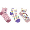 Kitty Flower Quarter Sock, Pink (3 Pack) - Socks - 1 - thumbnail