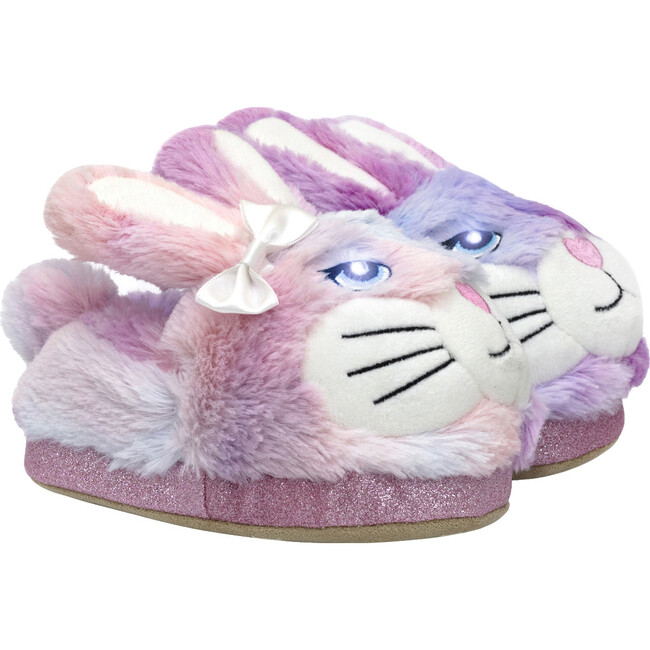 Fluffy Girls Light-Up Slippers, Pink - Slippers - 2