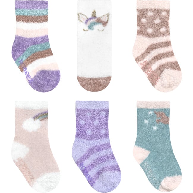 Cozy Unicorn Crew Sock, Assorted (6 Pack)