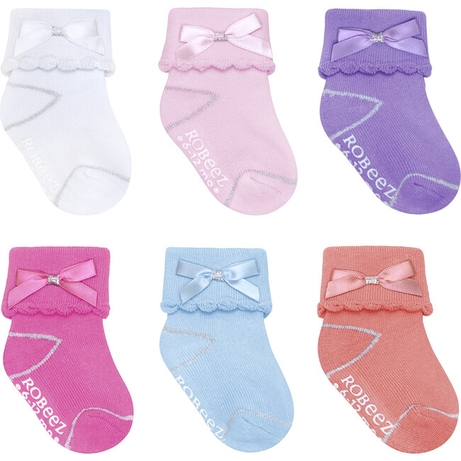 Bow-Tastic Scallop Turncuff Sock, Assorted (6 Pack) - Socks - 1