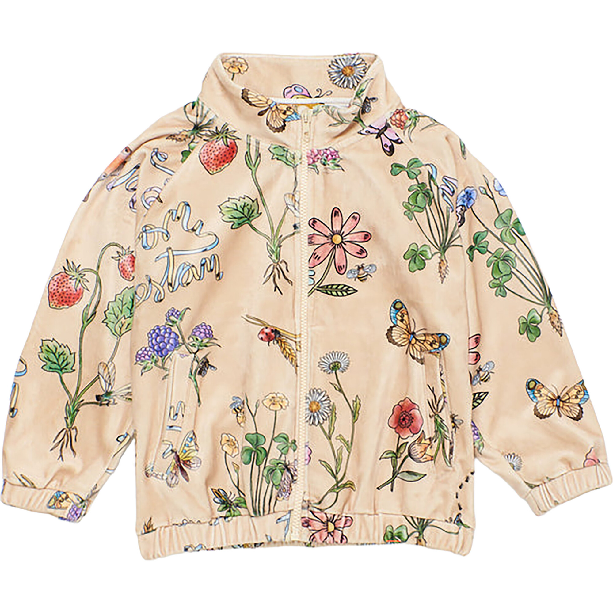 The Farm Velvet Zipper Sweatshirt, Beige - Sweatshirts - 1