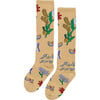 The Farm Long Sock, Beige - Socks - 1 - thumbnail