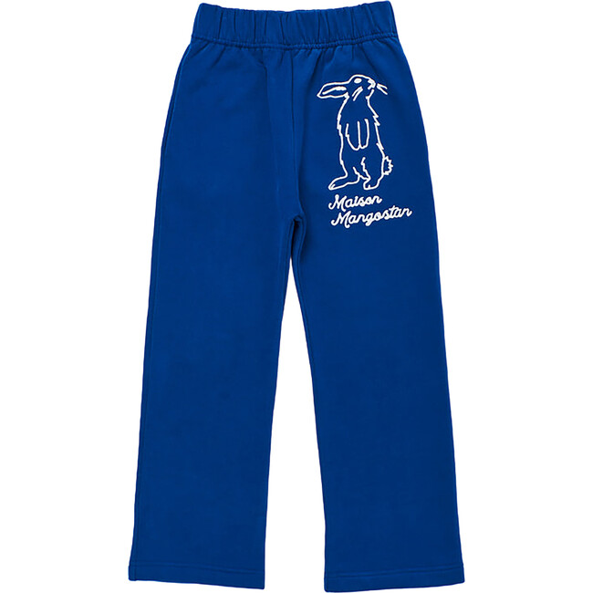 Rabbit Embroidery Sweatpants, Blue