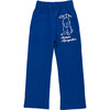 Rabbit Embroidery Sweatpants, Blue - Sweatpants - 1 - thumbnail