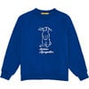 Embroidery Rabbit Sweatshirt, Blue - Sweatshirts - 1 - thumbnail