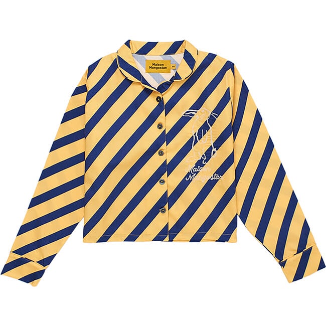 Diagonal Stripes Shirt, Yellow/Navy