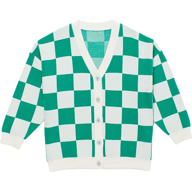 Dama Knit Cardigan, Green/ White