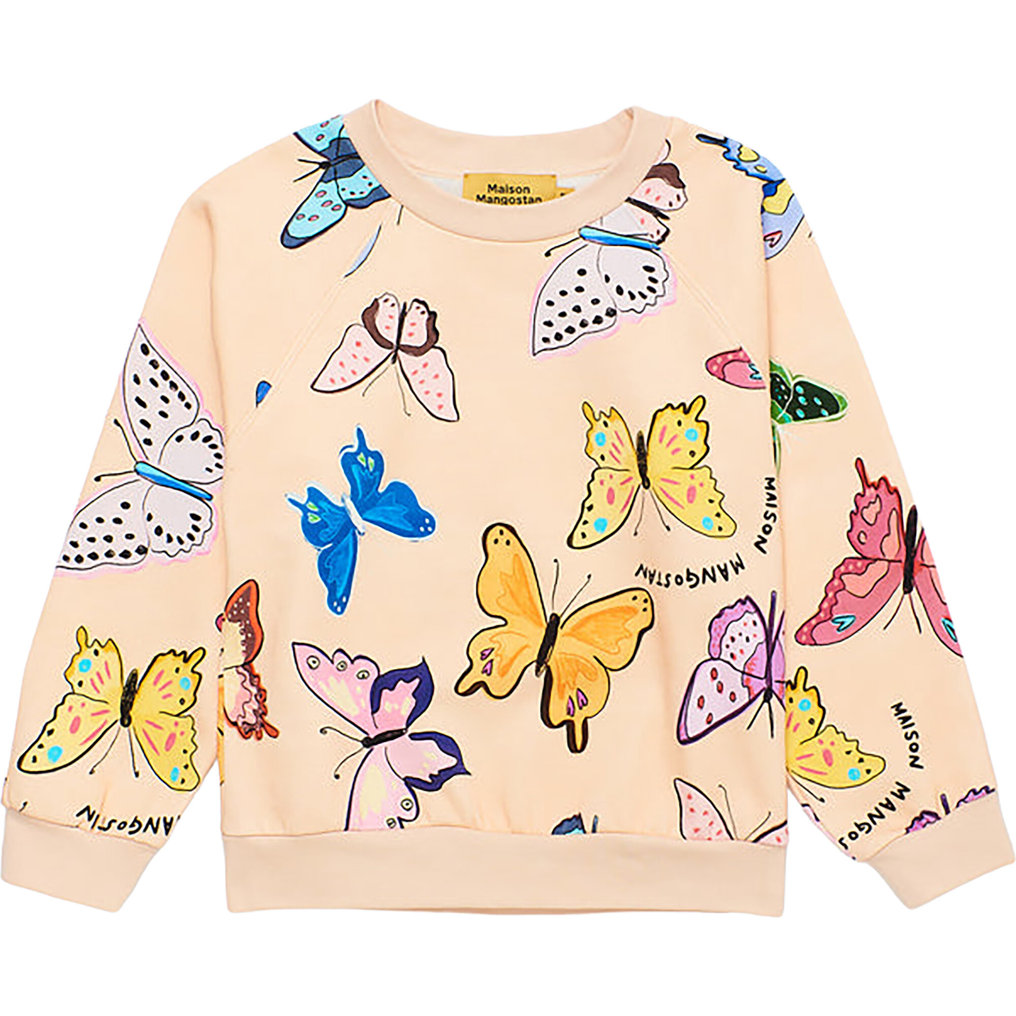 Butterflies Sweatshirt, Light Peach - Sweatshirts - 1