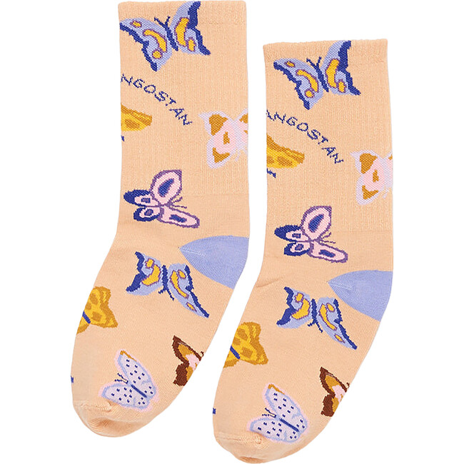 Butterflies Short Sock, Light Peach