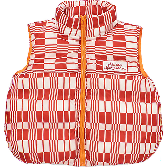 Blanket Padded Vest, Red/White