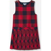 Girl flannel pinafore Dress, Navy/Red - Dresses - 1 - thumbnail