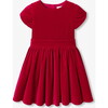 Girl Velvet Dress, Red - Dresses - 1 - thumbnail