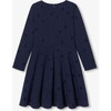 Girl Fleece Dress, Navy - Dresses - 2