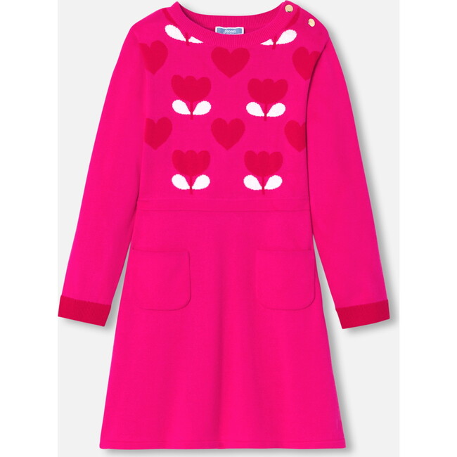 Girl Knitted Dress, Pink/Red