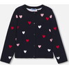 Girl Heart Jacquard Cardigan, Navy/Multicolour - Cardigans - 1 - thumbnail