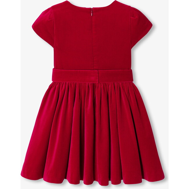 Girl Velvet Dress, Red - Dresses - 2