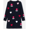 Girl jacquard Dress, with flowers and hearts Blue/Multicolour - Dresses - 1 - thumbnail