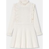 Girl Knitted Dress, Soft White - Dresses - 1 - thumbnail