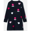 Girl jacquard Dress, with flowers and hearts Blue/Multicolour - Dresses - 2