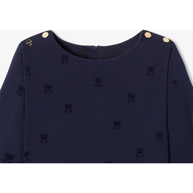 Girl Fleece Dress, Navy - Dresses - 3