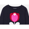 Girl Fleece Sweatshirt, Navy - Sweatshirts - 3